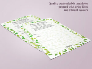 Quality customisable templates printed with crisp lines and vibrant colours
